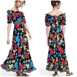 RIXO x Target Black Multicolor Floral Off the Shoulder Puff Sleeve Maxi Dress-14